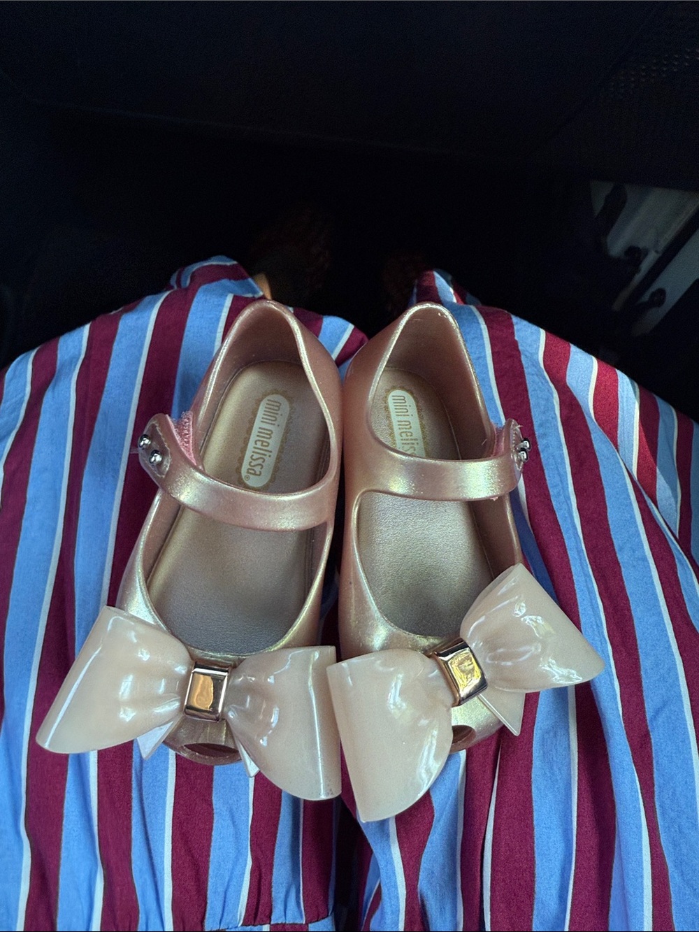 Mini Melissa Rose Gold Girls' Bow Mary Jane Shoes